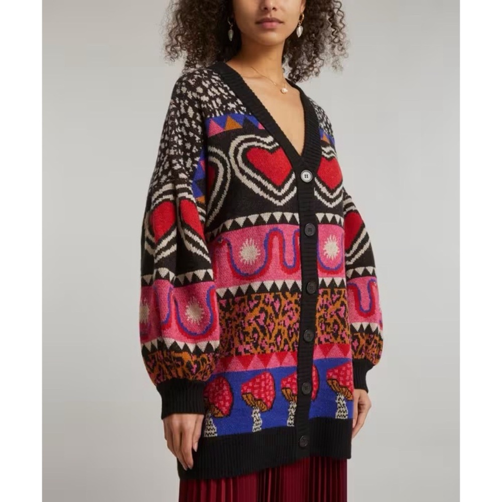 Farm Rio Ainika Graphic Elements Cardigan NWOT